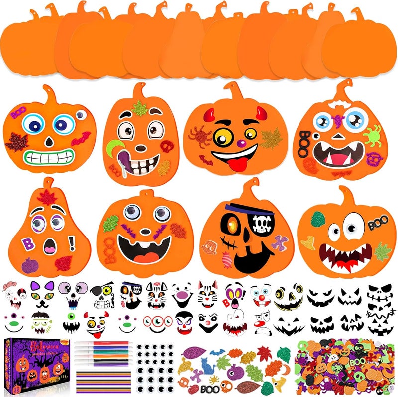 Natonhi 430Pcs Halloween Crafts Kit, Halloween Activitie Foam Pumpkin with Pumpkin Face Stickers for Kids DIY Art and Craft Set Holiday Decoration Party Favors Supplies - Image 1